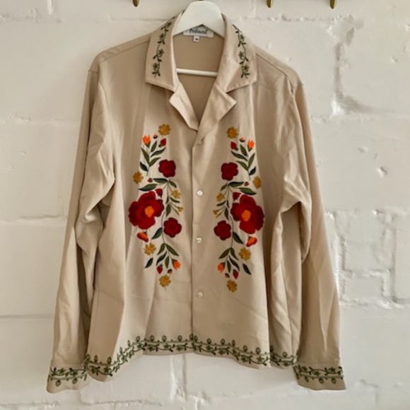 PROFOUND unisex floral embroidered shirt M - Picture 1 of 7